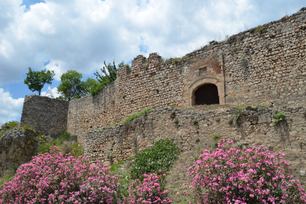 Μια κοντινή εικόνα τμήματος των τειχών του Κάστρου της Λαμίας.